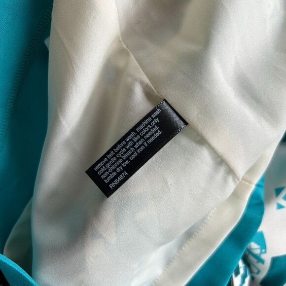 The Limited Size Small Cream Turquoise Blue Shift Dress Sleeveless Belted NWT - Picture 11 of 12